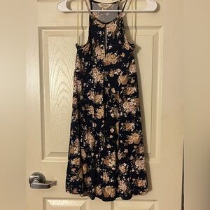 American Eagle Outfitters Floral Midi Dress - Black and Tan